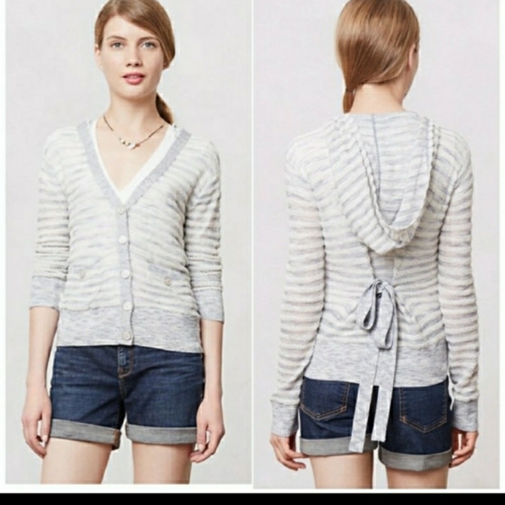 Anthropologie Moth Marled & Terry Hooded Cardigan
